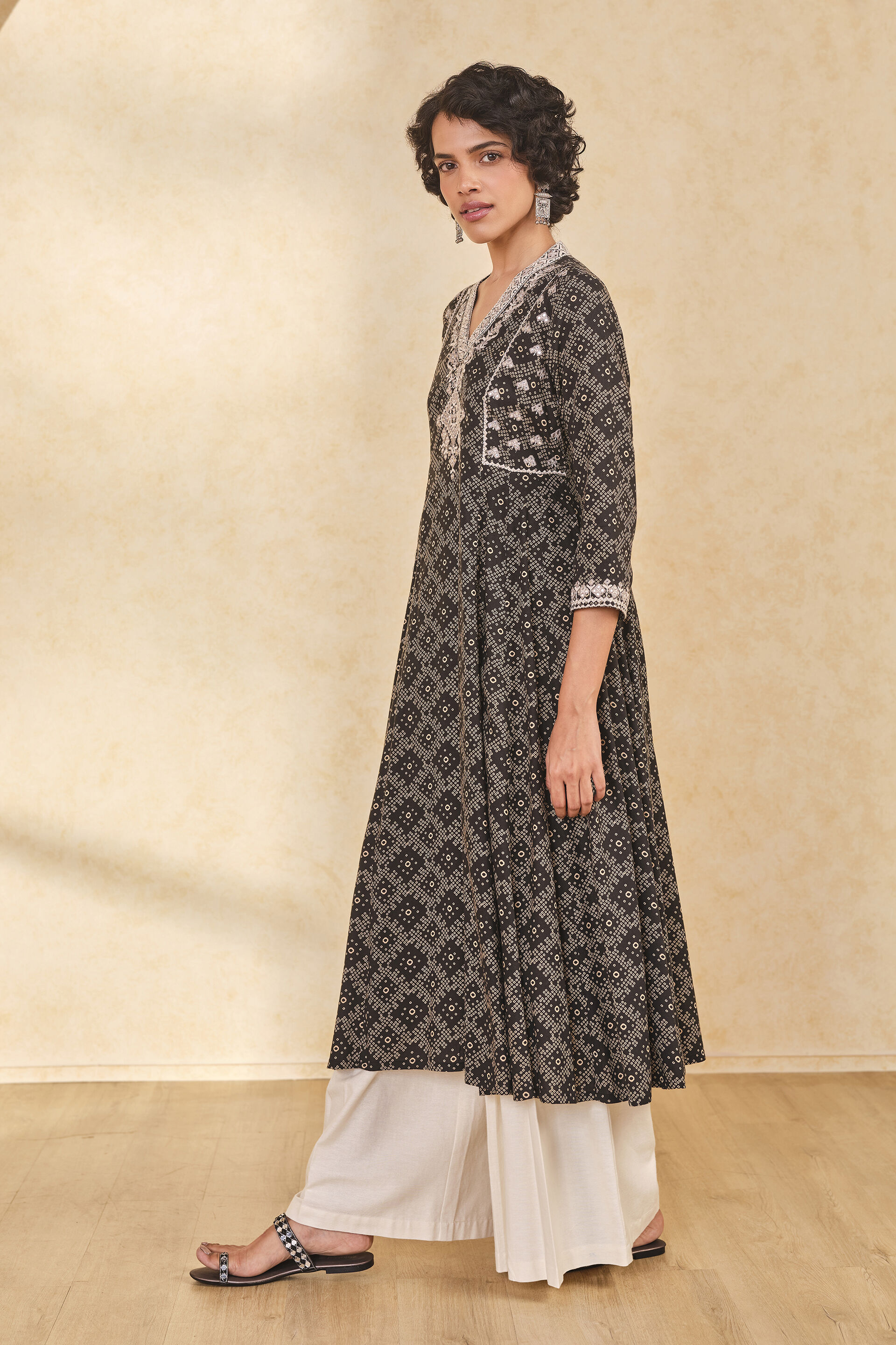 Bahara Black Rayon Kurta​, Black, image 2